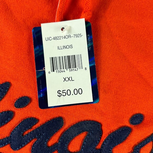 Y2K Illinois Fighting Illini Sweatshirt Adult Extra Extra Large Orange Hoodie - Picture 5 of 13